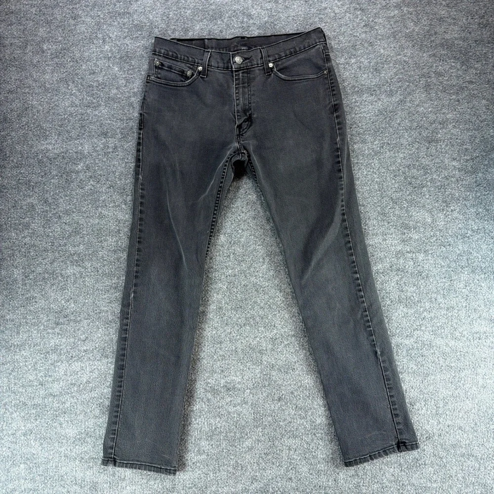 Levis 511 Slim Fit Jeans Mens 33x32 Faded Black Denim‎ Pants 04511-1907